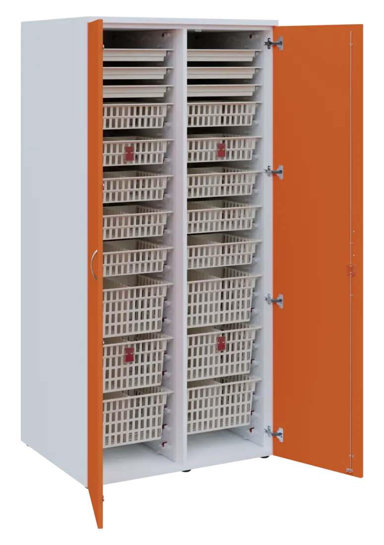 EUROMEDICA D - 90 ABS skříň léková boxová, 2-dveřová, 1950x900x735, korpus bílý, dvířka mandarinka